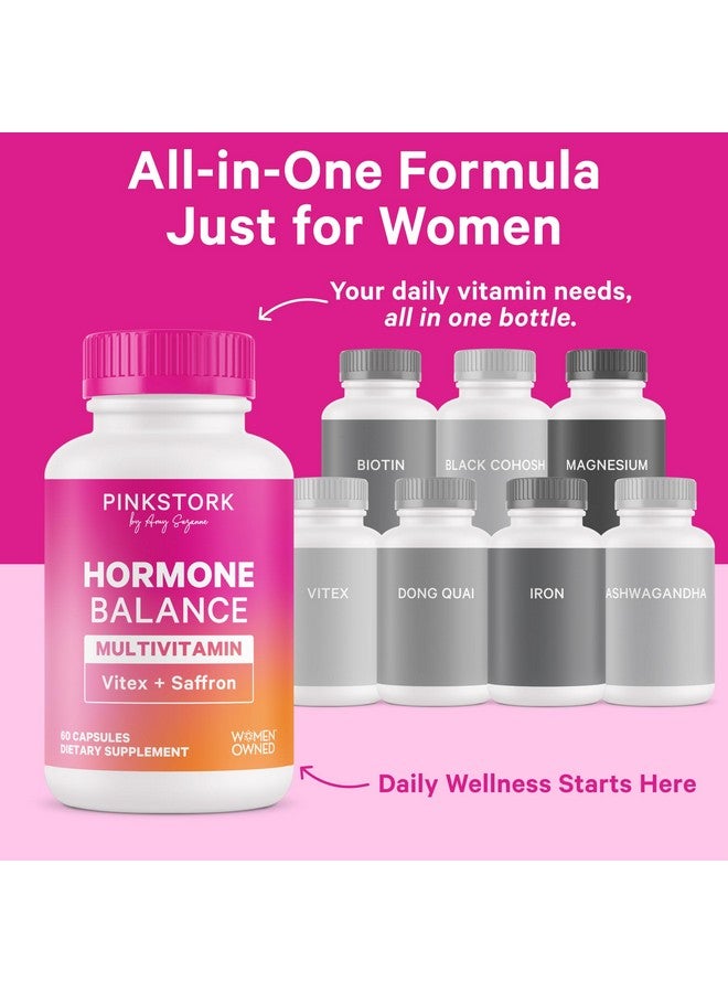 Pink Stork Hormone Balance Multivitamin - Hormone Balance for Women, PMS and Period Relief, Perimenopause, Menopause + Mood Support Supplements, Vitex + Saffron, 60 Capsules - Image 4