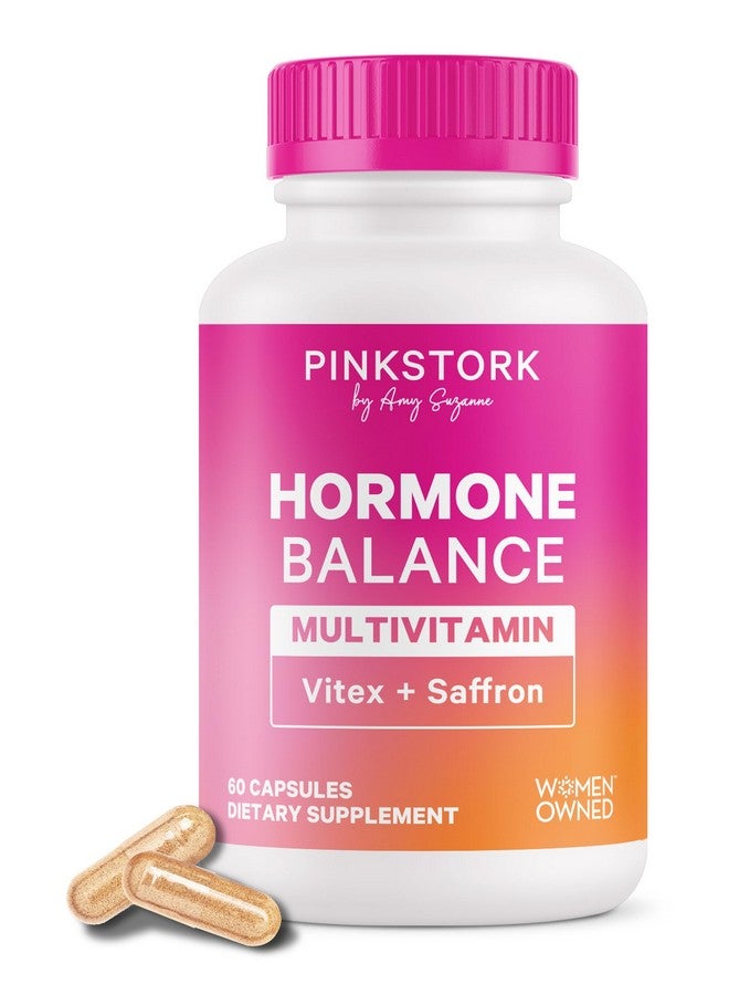 Pink Stork Hormone Balance Multivitamin - Hormone Balance for Women, PMS and Period Relief, Perimenopause, Menopause + Mood Support Supplements, Vitex + Saffron, 60 Capsules - Image 1