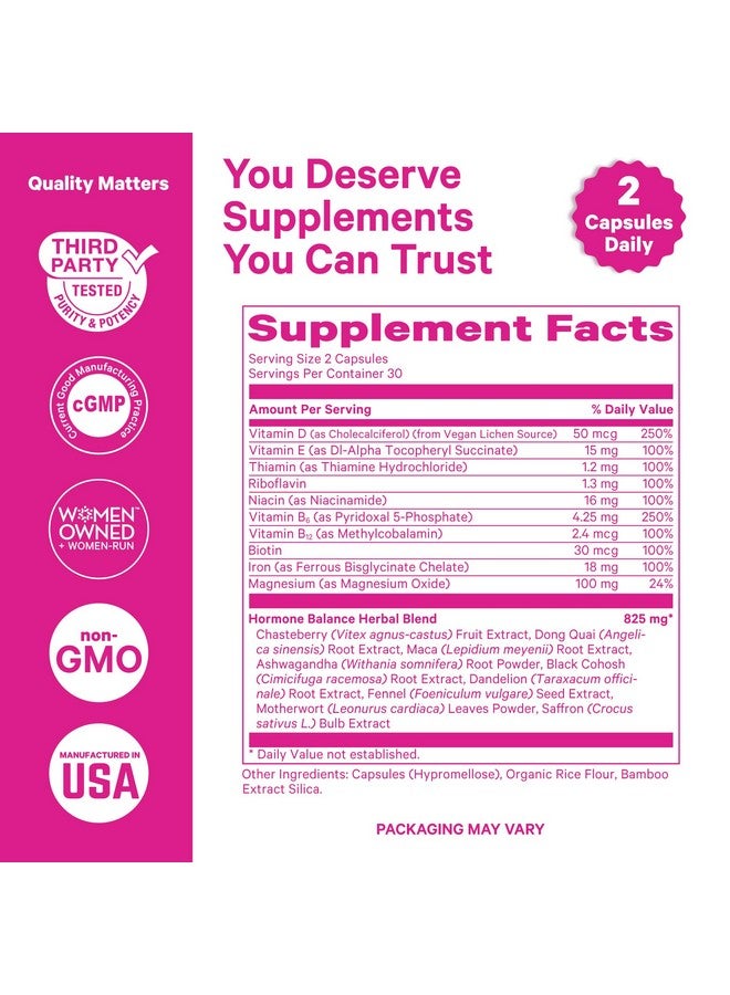 Pink Stork Hormone Balance Multivitamin - Hormone Balance for Women, PMS and Period Relief, Perimenopause, Menopause + Mood Support Supplements, Vitex + Saffron, 60 Capsules - Image 5