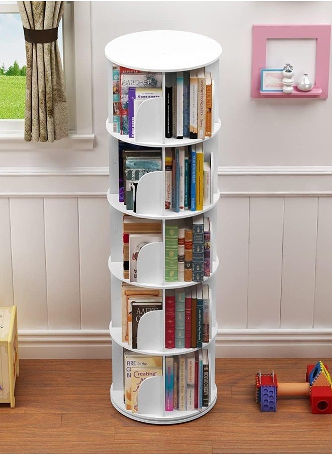 Generic - Rotating Bookshelf, 5 Tier Round Rotating Bookcase,360 Rotating Floor Standing Bookshelf,Stackable Shelves Organizer,Multilayer Open Magazine Rack - Image 1