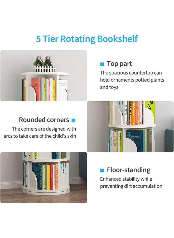 Generic - Rotating Bookshelf, 5 Tier Round Rotating Bookcase,360 Rotating Floor Standing Bookshelf,Stackable Shelves Organizer,Multilayer Open Magazine Rack - Image 1