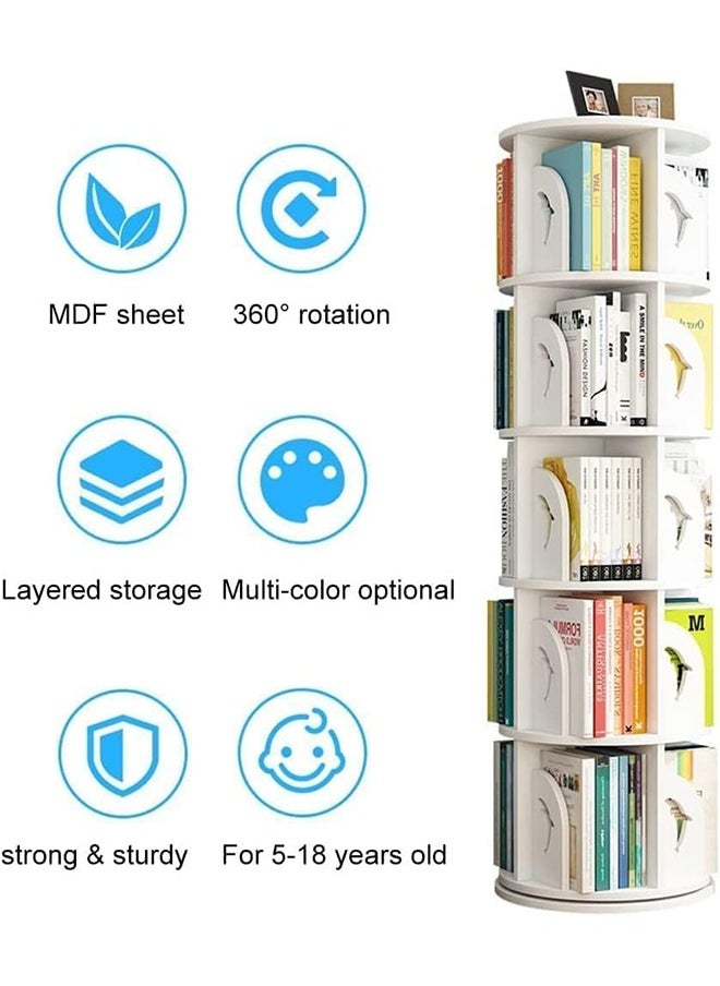 Generic - Rotating Bookshelf, 5 Tier Round Rotating Bookcase,360 Rotating Floor Standing Bookshelf,Stackable Shelves Organizer,Multilayer Open Magazine Rack - Image 1