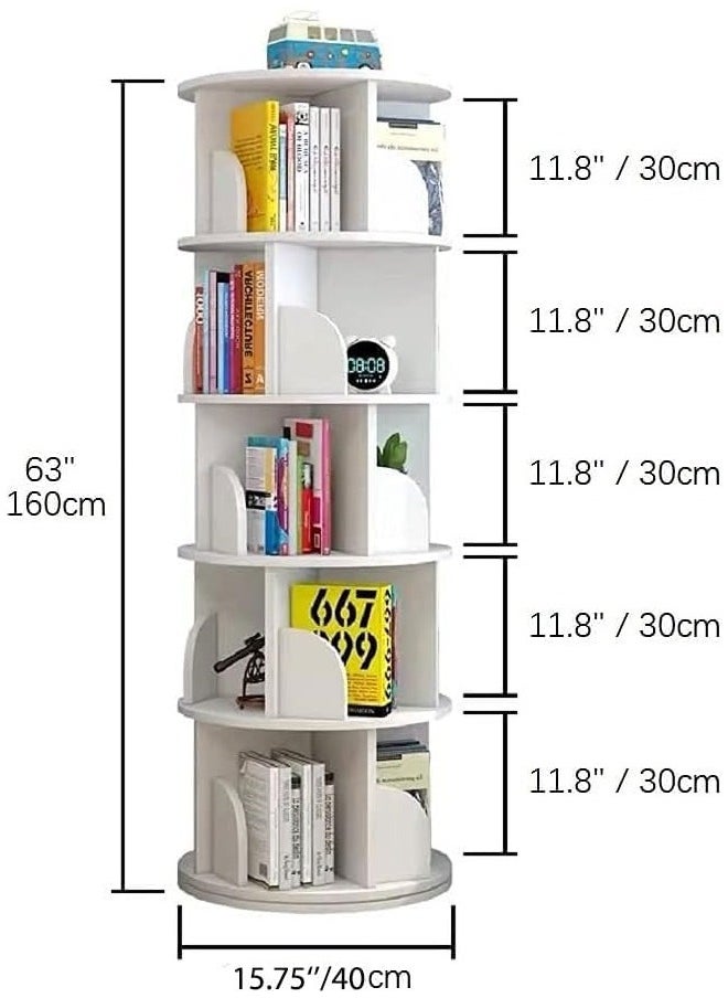 Generic - Rotating Bookshelf, 5 Tier Round Rotating Bookcase,360 Rotating Floor Standing Bookshelf,Stackable Shelves Organizer,Multilayer Open Magazine Rack - Image 1