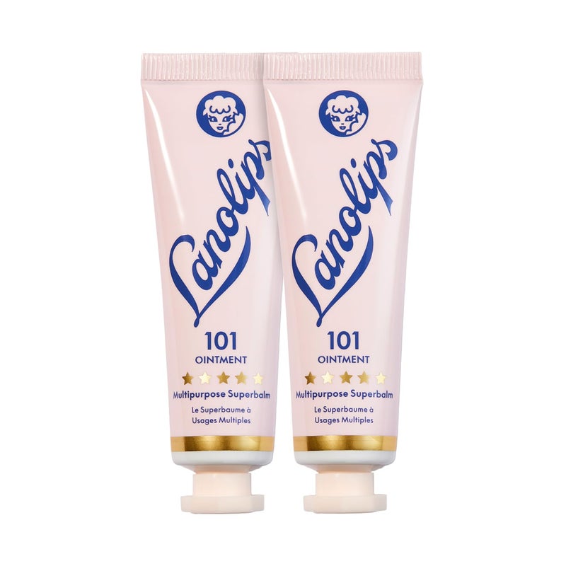 Lanolips 101 Ointment Multi-Balm Duo, Original Superbalm - Contains Pure Lanolin Oil for Smooth, Hydrated, & Healthy Lips - Natural Lip Balm for Dry Lips, Cuticles, & More (2-Pack, 0.52 oz each) - Image 1
