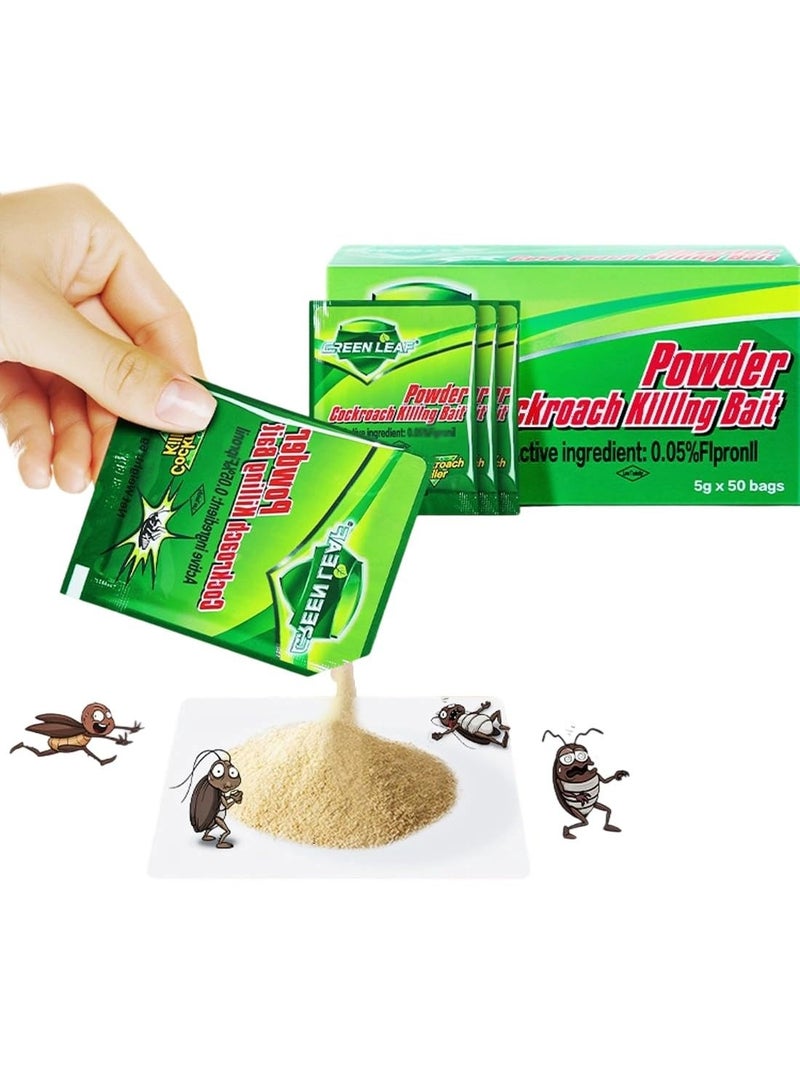 جرين ليف 50 Pcs cockroach powder - Cockroach Killer, Roach Gel Bait & Traps - Indoor Infestation Home and Outdoor Use - Image 1