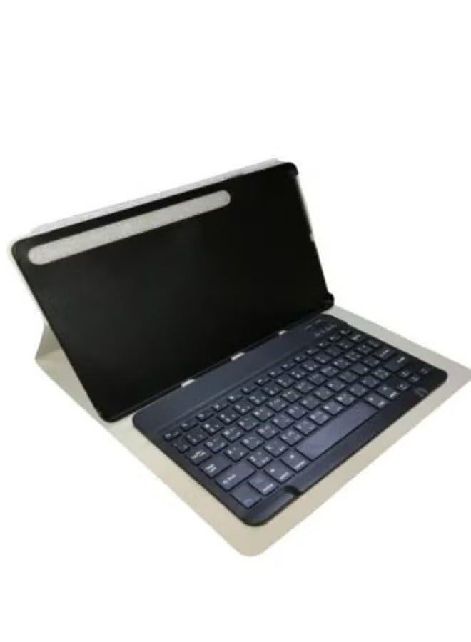 شوبي Samsung Galaxy Tab S7 Plus T970 الإنجليزية العربية الذكية حافظة لوحة مفاتيح بلوتوث لاسلكية بفتحة قلم 