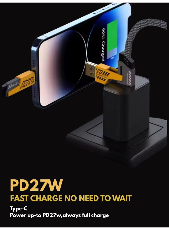 65W USB C fast charging cable 4 in 1 with gold plated connectors 27W Type C to Lightning works with MacBook Pro Dell ThinkPad iPhone Samsung supports USB C devices 1M length reliable and sturdy - Image 2