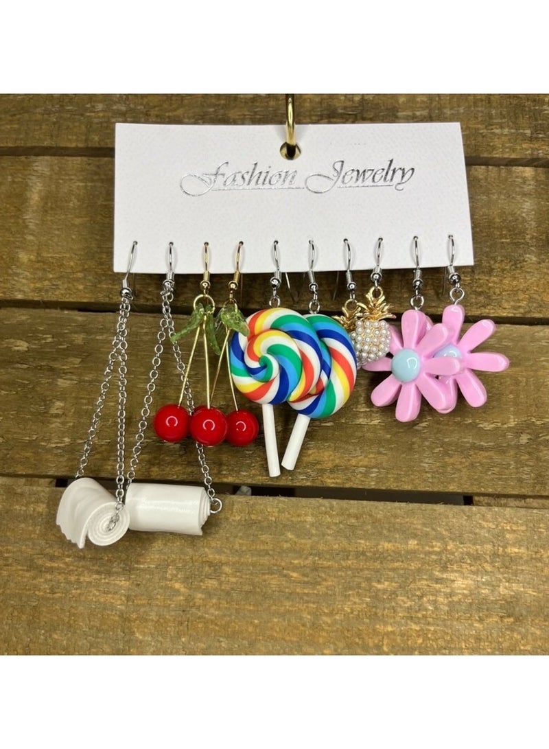 Huitich 5pcs Cute and Quirky Fashion Jewelry Earring Set Multicolour  - Image 4