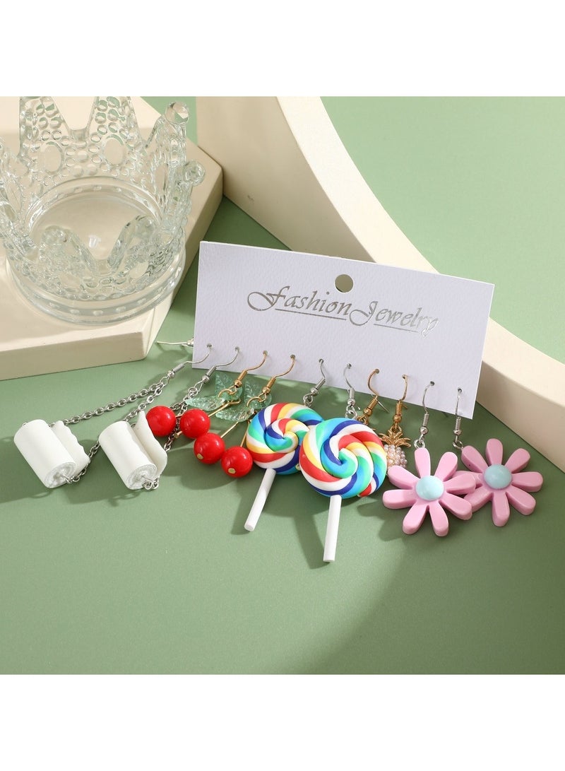 Huitich 5pcs Cute and Quirky Fashion Jewelry Earring Set Multicolour  - Image 2
