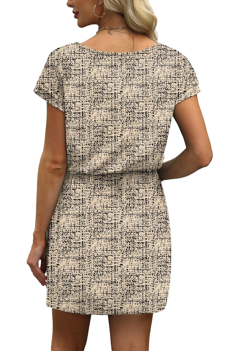 OFEEFAN Boho Dresses for Women 2026 Summer Spring Tshirt V Neck Tie Front Dress Sundresses Beach Vacation Clothes Boho Outfits S - Image 5