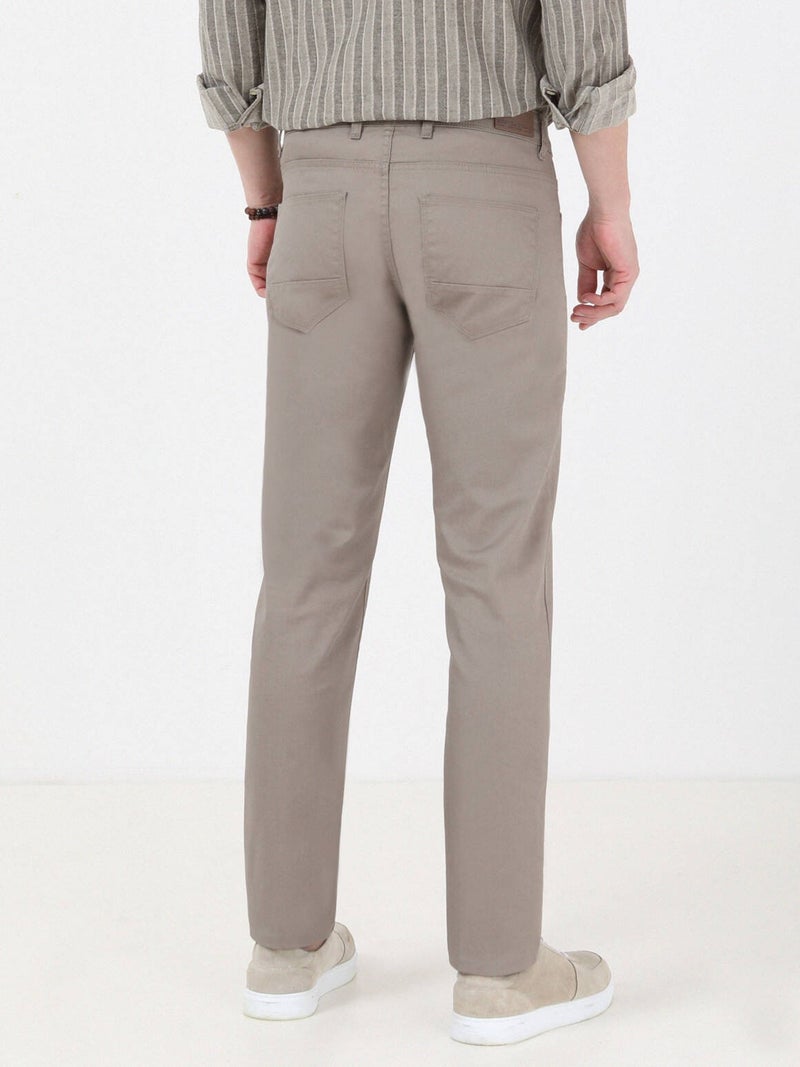 Kip Khaki Weaving Regular Fit Casual Cotton Blended Trousers - Image 4
