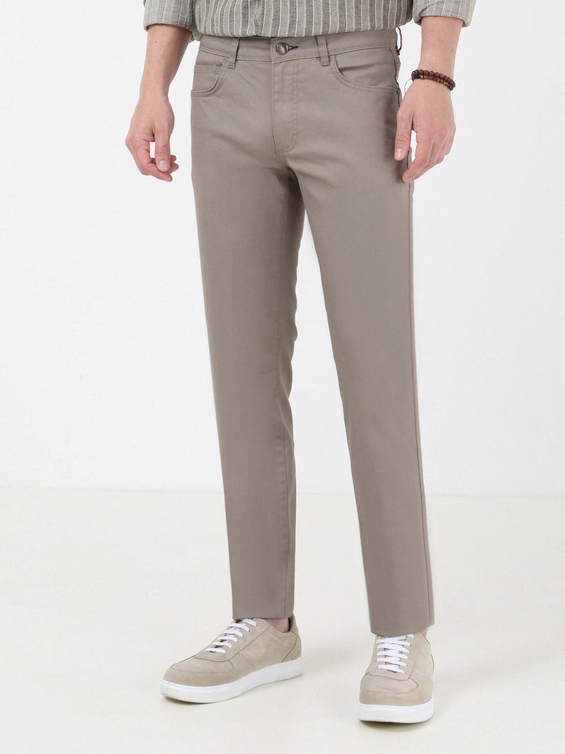Kip Khaki Weaving Regular Fit Casual Cotton Blended Trousers - Image 2