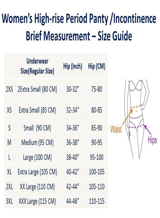 Wemyc Women's 100% Cotton Highrise Period Panty I Pack of 1 I for Medium to Heavy Flow I Size - 2XS | for Postpartum Bleeding, Urinary Leaks & Vaginal Discharge Black - Image 5