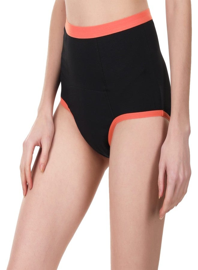 Wemyc Women's 100% Cotton Highrise Period Panty I Pack of 1 I for Medium to Heavy Flow I Size - 2XS | for Postpartum Bleeding, Urinary Leaks & Vaginal Discharge Black - Image 2
