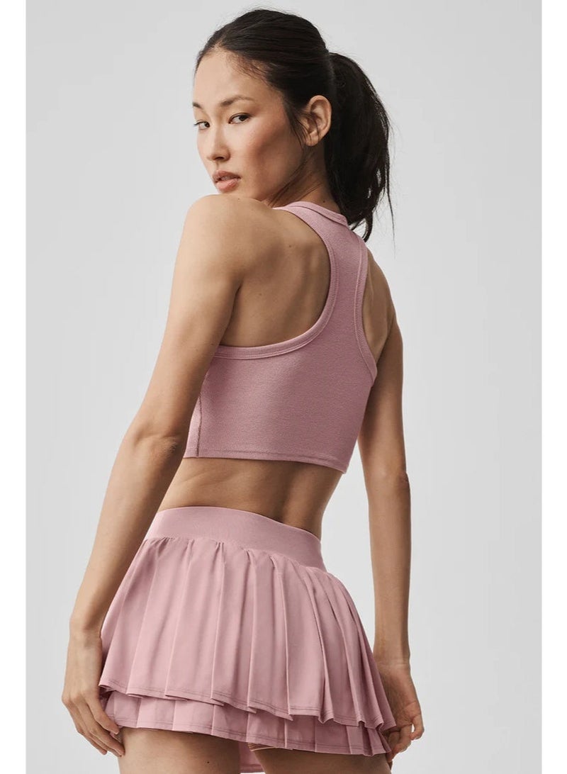 Alo Yoga Alo Aspire Ribbed Racerback Crop Tank Top for Women-Pink - Image 3