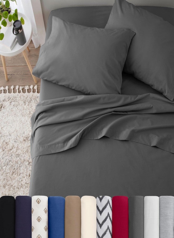 Martex 3 Piece Twin Sheets Set | Twin Bed Sheets Set - Light Weight, Soft Breathable Sheets | Brushed Cotton Rich Blend | Secure-Fit, Wrinkle Resistant, Durable, Easy Care Bed Sheets | Comfy Sheets | Gray - Image 2