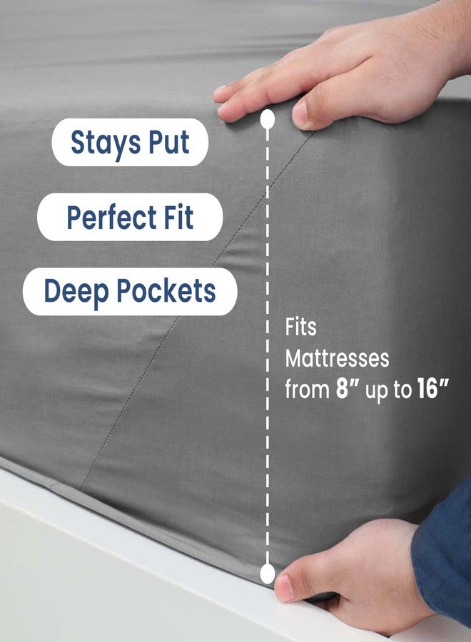 Martex 3 Piece Twin Sheets Set | Twin Bed Sheets Set - Light Weight, Soft Breathable Sheets | Brushed Cotton Rich Blend | Secure-Fit, Wrinkle Resistant, Durable, Easy Care Bed Sheets | Comfy Sheets | Gray - Image 4