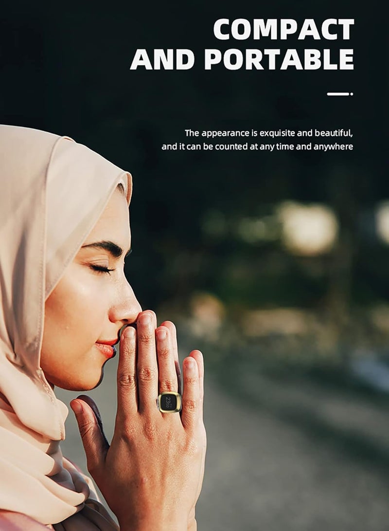 Zikr Ring Smart Tasbih Ring, Muslim Prayer Timing Reminder, OLED Display, Tasbih Counter, Wearable Technology, Waterproof, Lite Version with Charging Case, Rose Gold, 18MM - Image 3