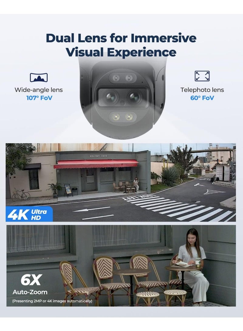 reolink PTZ Security Camera System 4K, IP PoE 360 Camera with Dual-Lens, Auto 6X Hybrid Zoomed Tracking, 355 Pan & 90 Tilt, Outdoor Surveillance, AI Detection, TrackMix PoE - Image 2