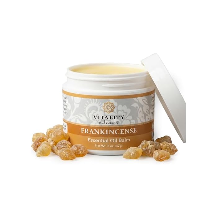 Vitality Extracts Frankincense Essential Oil Balm (2oz) – Boswellia Serrata, Beeswax & Vitamin E, Deep Moisturizing Skin Balm for Dry, Cracked Skin, Soothing & Nourishing for All Skin Types