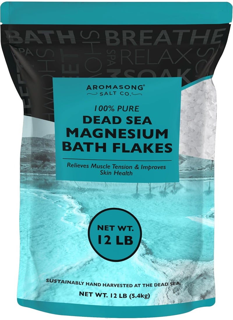 Aromasong - Aromasong Magnesium Flakes from The Dead Sea 12 LB Resealable Pack  Muscle Relaxing Magnesium Chloride Bath Salts Soak for Headaches Stress  Leg Discomfort Packaging May Vary - Image 1