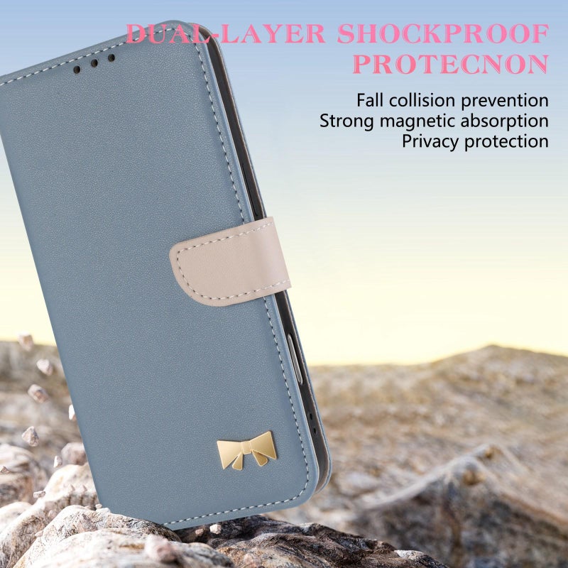 إيروريكس جراب هاتف جلدي معدني مع حزام يد لهاتف Samsung Galaxy S25 FE 5G (أزرق فاتح) - Image 4