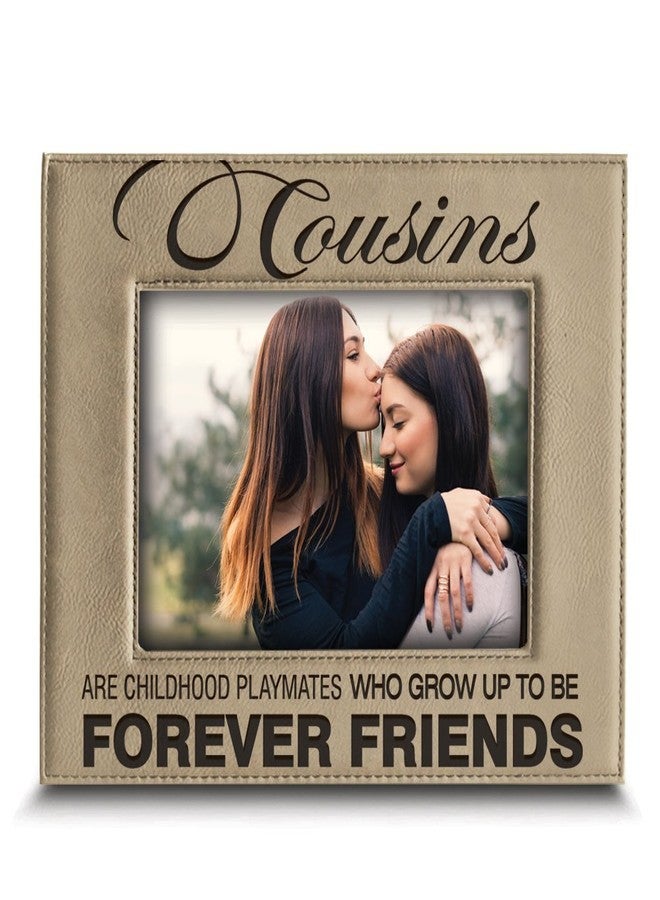 BELLA BUSTA -Cousins-Forever Friend Picture frame-Great Gift for best cousin Birthday-Christmas gift for cousin -Engraved Leather Picture Frame (5"x 7" Horizontal) - Image 1