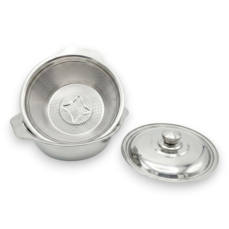 Professional Stainless Steel Colander and Bowl Set 3-Pieces 26 cm - Silver - A1-473 - Image 1