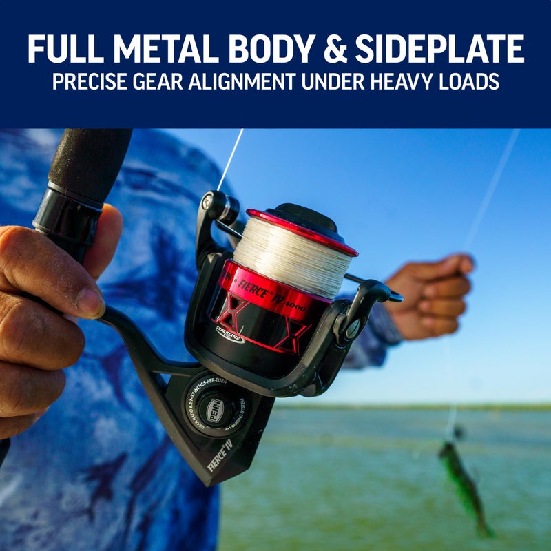 PENN Fierce IV Spinning Reel and Fishing Rod Combo, Black/Red - Image 3