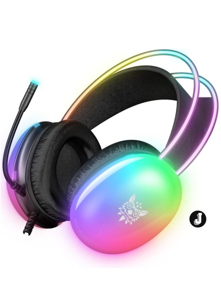 JAJEEK "NEW RGB Gaming Headset with Surround Sound – Wired Over-Ear Headphones for PC, Laptop, PS4, PS5 & Xbox – Adjustable Headband (Cool Black)" - Image 1