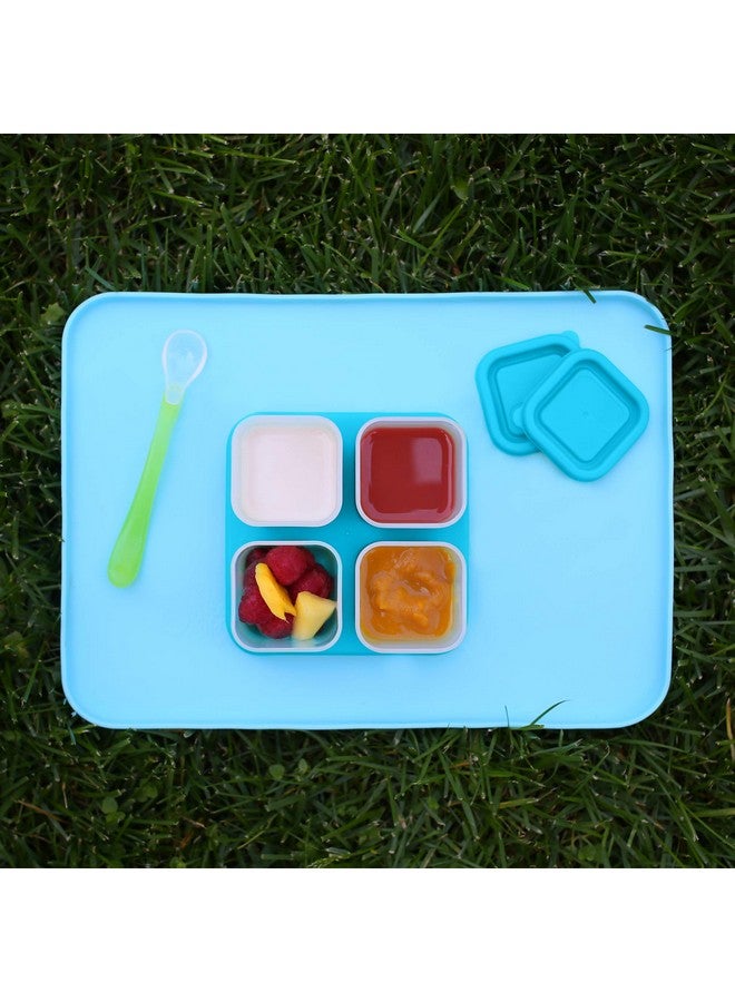 green sprouts Fresh Baby Food Unbreakable Cubes (4oz/4pk) | Store, carry, & serve homemade baby food | Lid provides leak-proof seal, Made from safer plastic, Embossed with measurements - Image 5