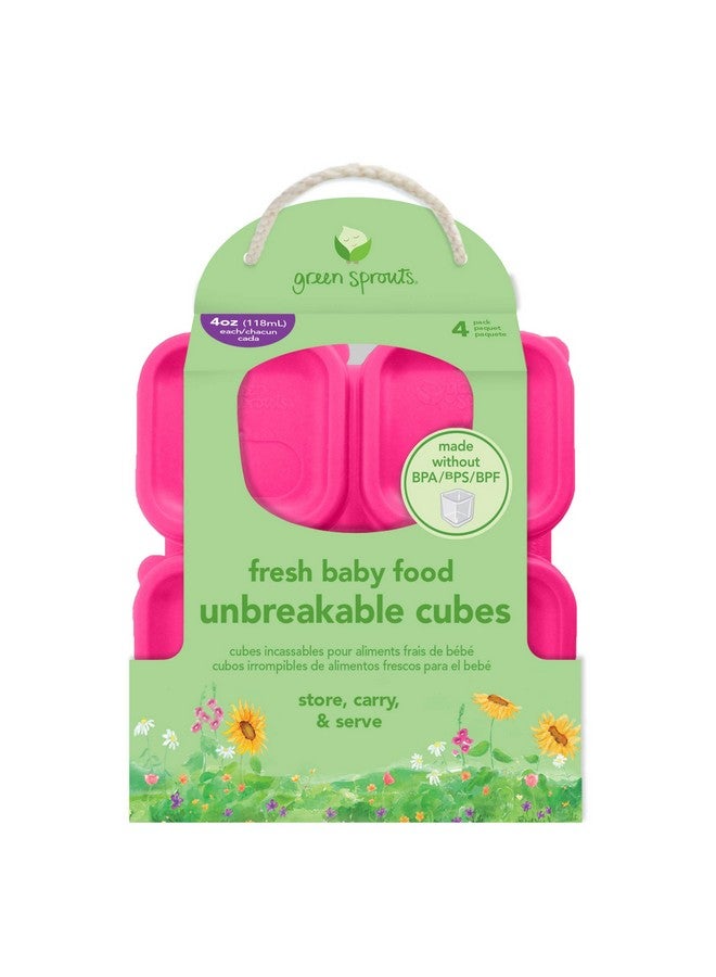 green sprouts Fresh Baby Food Unbreakable Cubes (4oz/4pk) | Store, carry, & serve homemade baby food | Lid provides leak-proof seal, Made from safer plastic, Embossed with measurements - Image 2