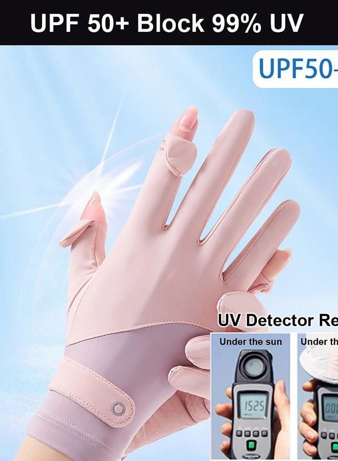 CXQRR Women UV Sun Protection Gloves Full Finger Touchscreen Non Slip Gloves Breathable Summer Outdoor Gloves for Driving Cyling Riding - Image 3