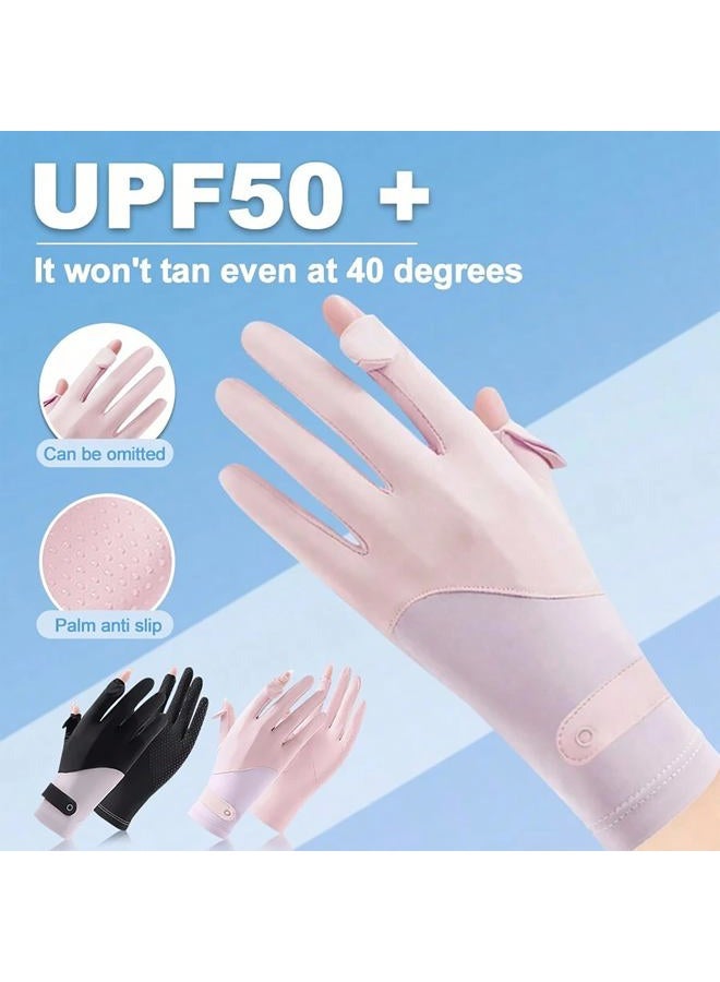 CXQRR Women UV Sun Protection Gloves Full Finger Touchscreen Non Slip Gloves Breathable Summer Outdoor Gloves for Driving Cyling Riding - Image 2