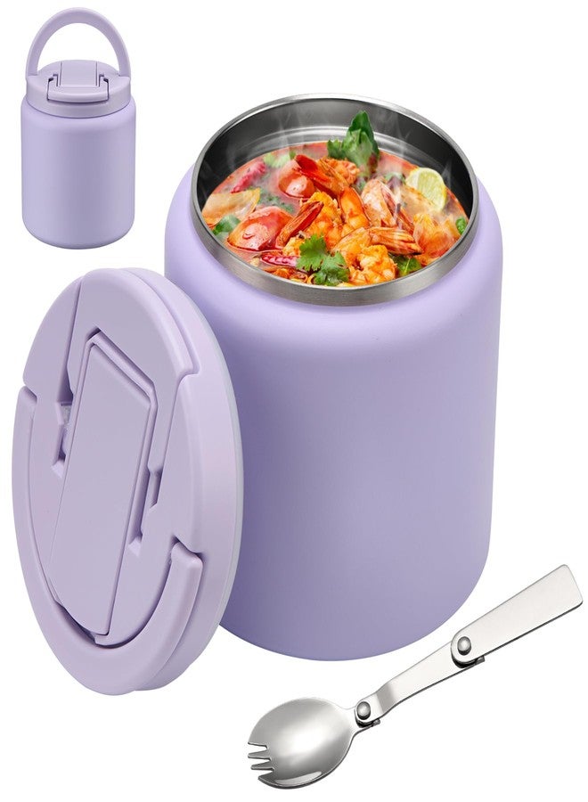 BABHAMNESS 26oz Soup Thermo for Hot Food Kids Insulated Vacuum Food Jar with Buckle Lid,Wide Mouth Leakproof Stainless Steel Lunch Container with Spoon-Purple - Image 1