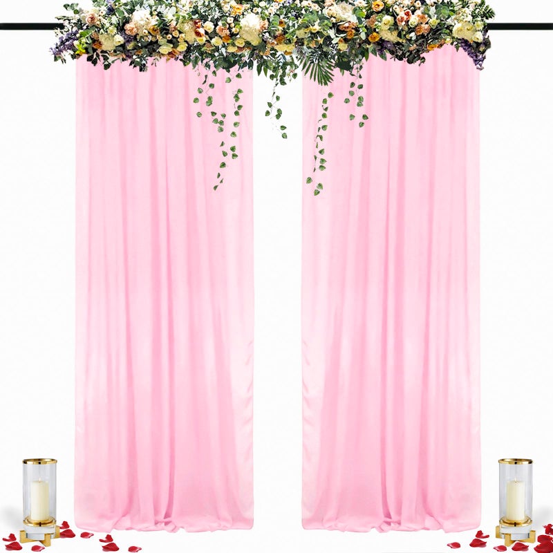 ستارة خلفية من الشيفون DUOBAO بطول 10 أقدام لون وردي قماش شفاف لحفلات الزفاف ستائر تول فويل 2 لوحات 29x120 خلفيات تصوير صغيرة ستارة خلفية للحفلات