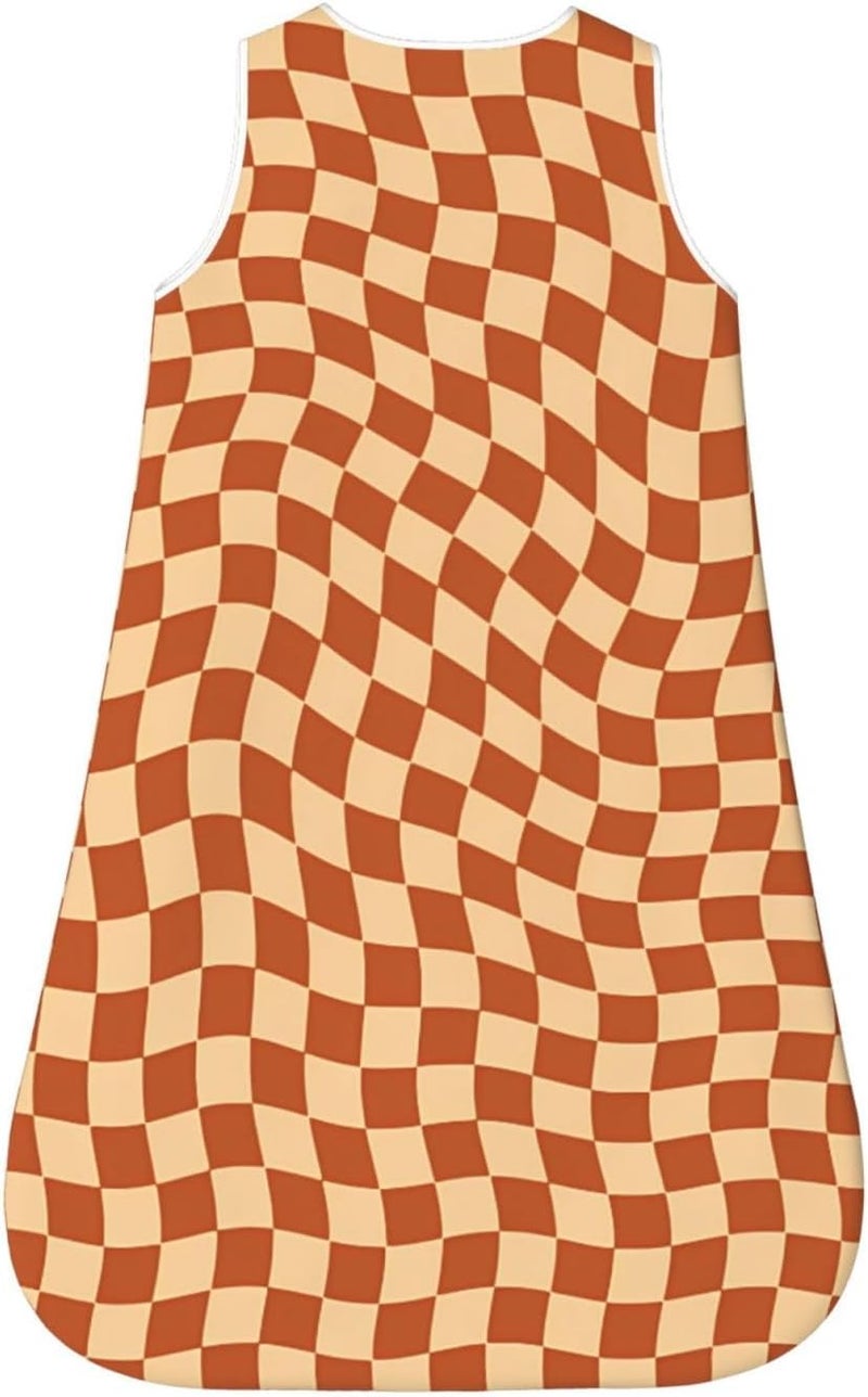 Vintage Retro Wavy Checkered Pattern Baby Wearable Blanket Infant Boys Girls Sleeping Bags for Newborn X-Large - Image 2