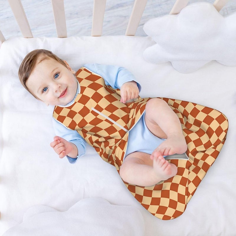 Vintage Retro Wavy Checkered Pattern Baby Wearable Blanket Infant Boys Girls Sleeping Bags for Newborn X-Large - Image 3