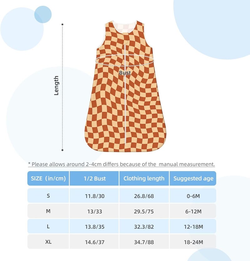 Vintage Retro Wavy Checkered Pattern Baby Wearable Blanket Infant Boys Girls Sleeping Bags for Newborn X-Large - Image 5