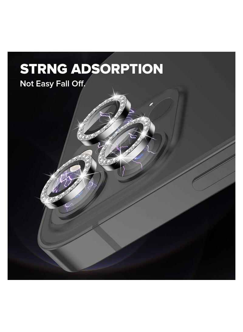 MUNTAQI ELTERAZONE Compatible for iPhone 13 Pro Max(6.7’’) iPhone 13 Pro(6.1’’) 2021 Camera Lens Protector, 9H Tempered Glass Film Full Cover Glitter Diamond Sticker Accessories for iPhone 13 Pro/Pro Max - Image 3