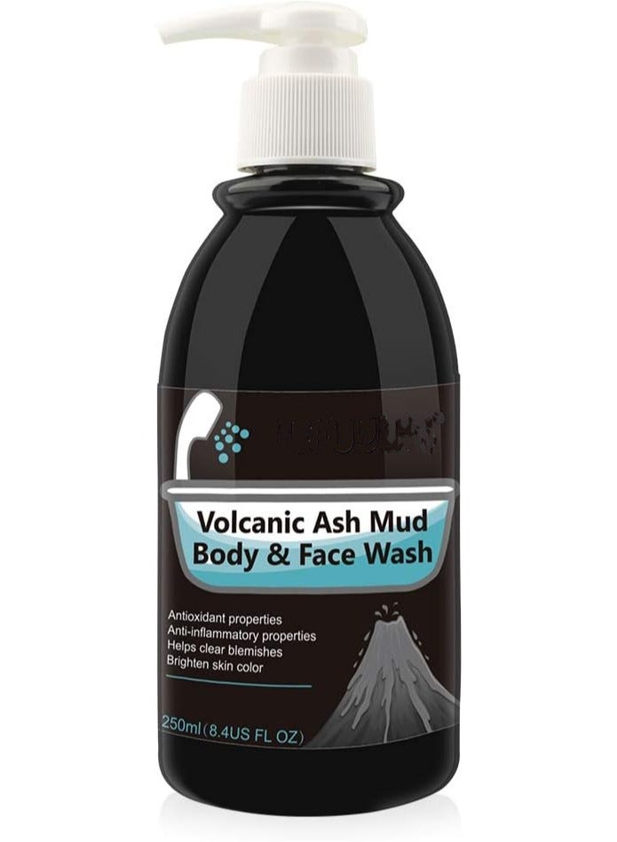 DubaiGallery Volcanic Ash Mud Body and Face Wash Cleanser 250ml Face Wash For Women Deep Cleansing Antioxidants Anti inflammatory Blemish Removing Oil Control Exfoliating Whitening Shower Gel Unisex