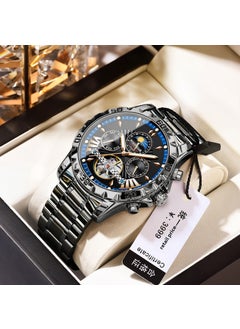 Generic Swiss Brand New Mens Automatic Mechanical Watch Waterproof Luminous 1410 black shell black surface steel belt 