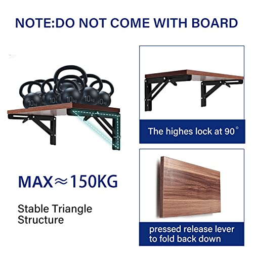 Medach Folding Shelf Brackets, 16 Inch 2 Pcs Heavy Duty Shelf Brackets, Collapsible Brackets for Foldable Shelf, Bench Table, Wall Mounted Folding Table Brackets Space-Saving - Image 4