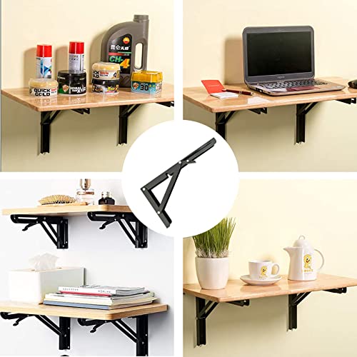 Medach Folding Shelf Brackets, 16 Inch 2 Pcs Heavy Duty Shelf Brackets, Collapsible Brackets for Foldable Shelf, Bench Table, Wall Mounted Folding Table Brackets Space-Saving - Image 5