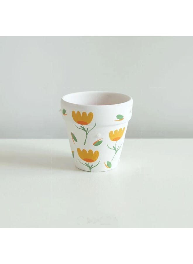Handmade pottery empty pot - white - 10*10 cm