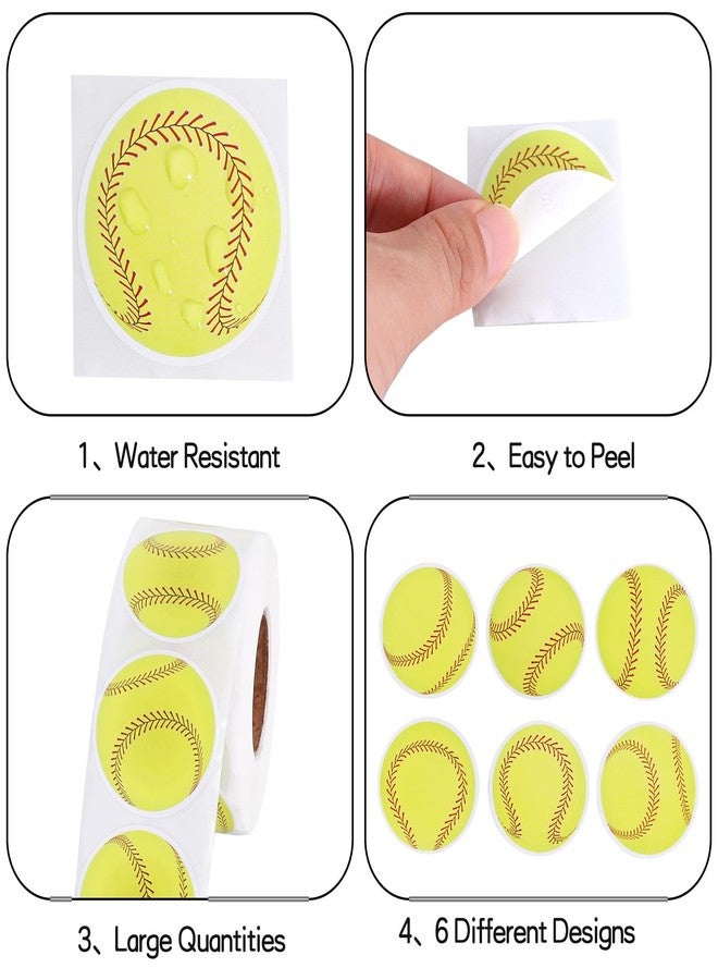 Vuzvuv 600 Pcs Soft Balls Stickers for Gift Bag Envelope Seal,Self-Adhesive Sports Ball Sticker Labels Roll for Home School Baseball Soft Balls Themed Party Decor - Image 3