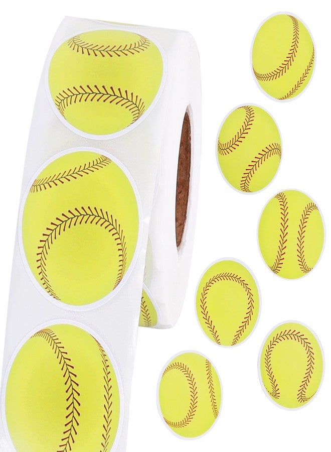 Vuzvuv 600 Pcs Soft Balls Stickers for Gift Bag Envelope Seal,Self-Adhesive Sports Ball Sticker Labels Roll for Home School Baseball Soft Balls Themed Party Decor - Image 1