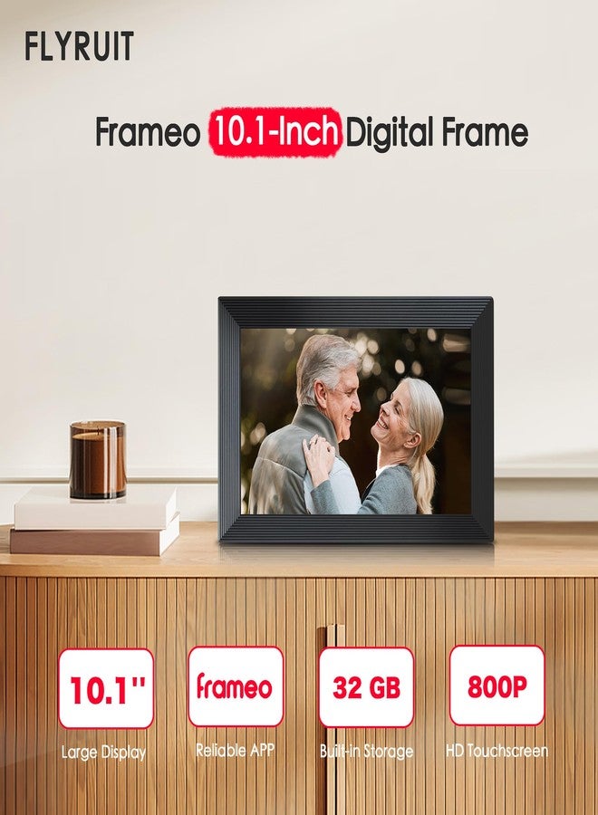 FLYRUIT Digital Picture Frame, 10.1 inch Frameo Digital Frame WiFi, 1280*800 IPS HD Touchscreen, 32GB Storage, Instant Share Pictures Video, Smart Photo Frame Electronic, Gifts for Mom, House Warming, Black - Image 2