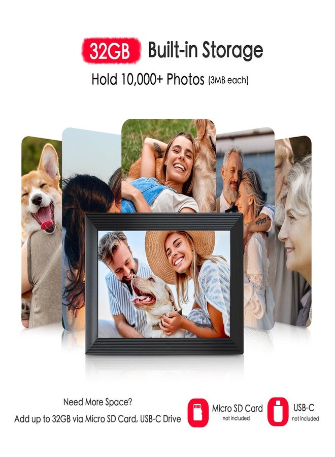 FLYRUIT Digital Picture Frame, 10.1 inch Frameo Digital Frame WiFi, 1280*800 IPS HD Touchscreen, 32GB Storage, Instant Share Pictures Video, Smart Photo Frame Electronic, Gifts for Mom, House Warming, Black - Image 5