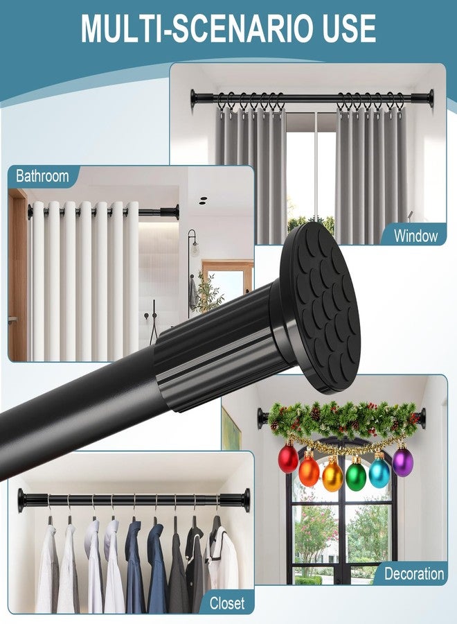 ZOCONE Tension Curtain Rod 51-168 In (4.25-14 Ft), Extra Long Outdoor Curtain Rod for Patio, Shower Curtain Rod No Drilling, Heavy Duty Adjustable Spring Tension Rod for Bathroom, Window, Black - Image 5